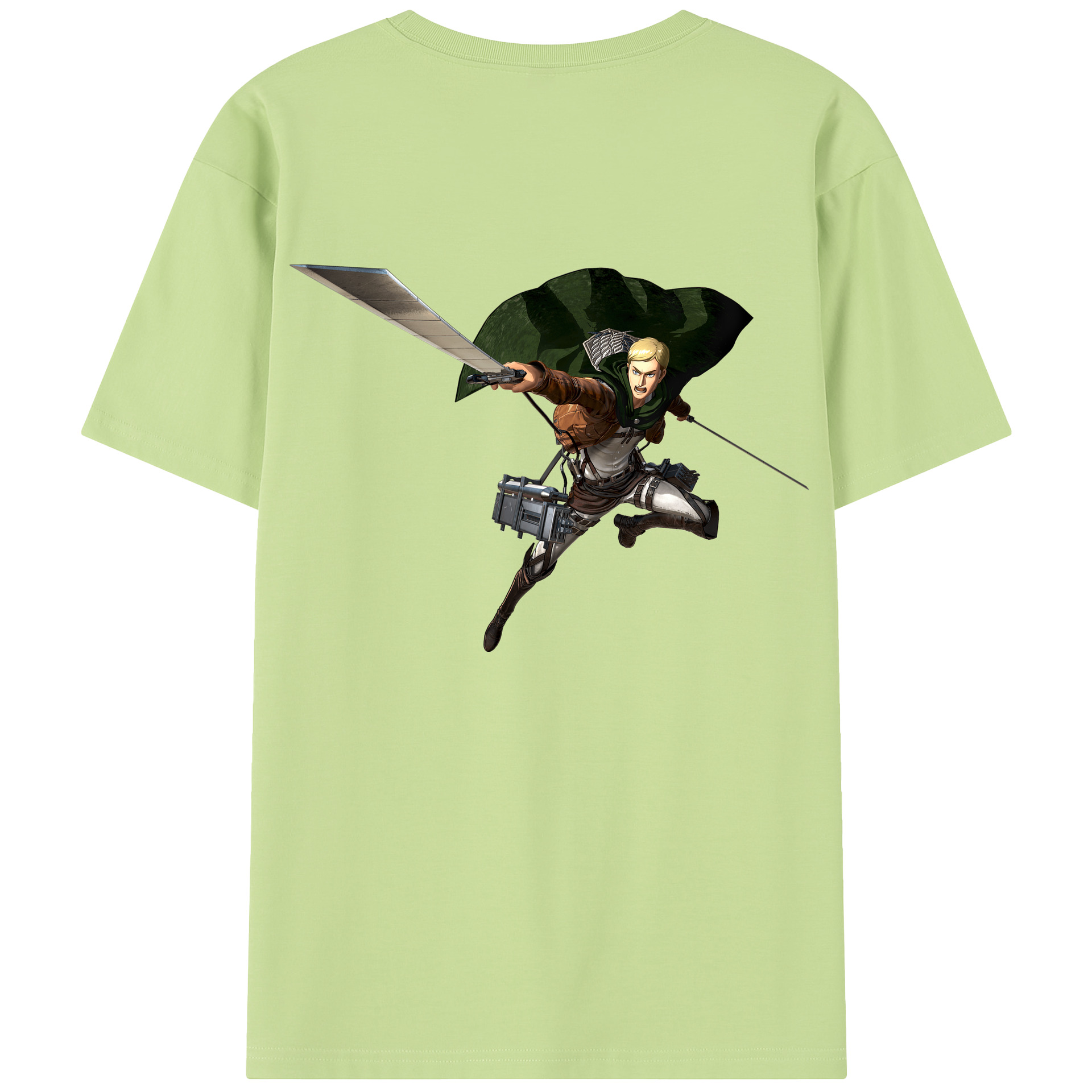 （画像用） 進撃の巨人 エルヴィン・スミス Attack on Titan Erwin Smith 綿100％半袖Tシャツ（背面プリント）